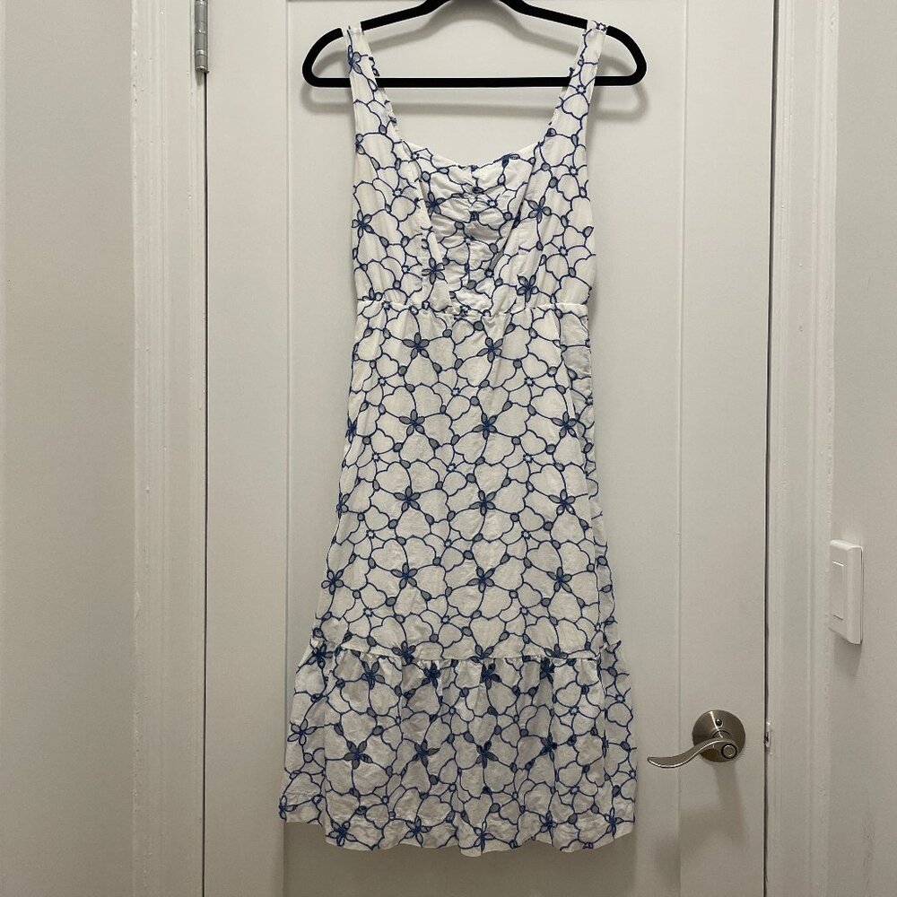 Draper James RSVP Blue and White Eyelet Maxi Sundress (small)